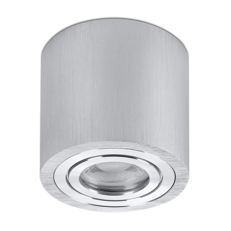 LED Aufbaustrahler IP44 Dimmbar - Alu gebürstet Rund - 5W GU10 230V - Lavabo