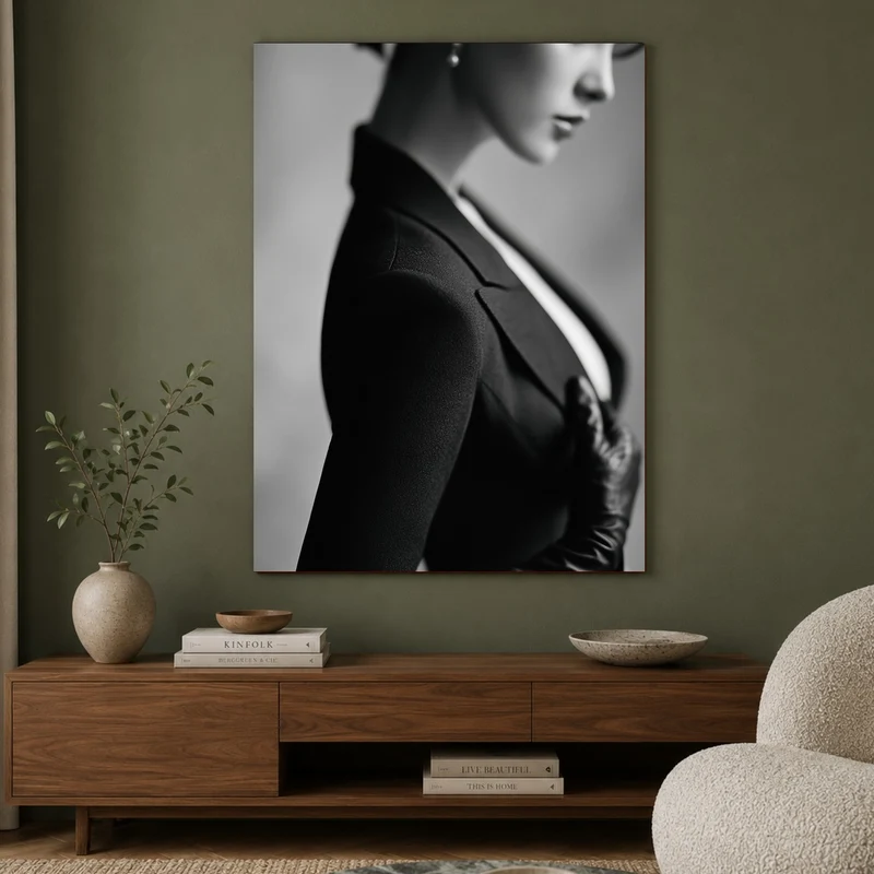 Frau im schwarzen Blazer Leinwand