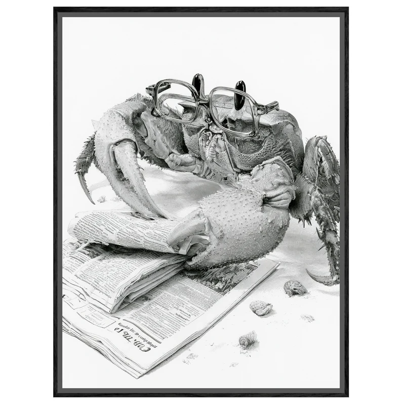 Krabbe liest Zeitung Leinwand