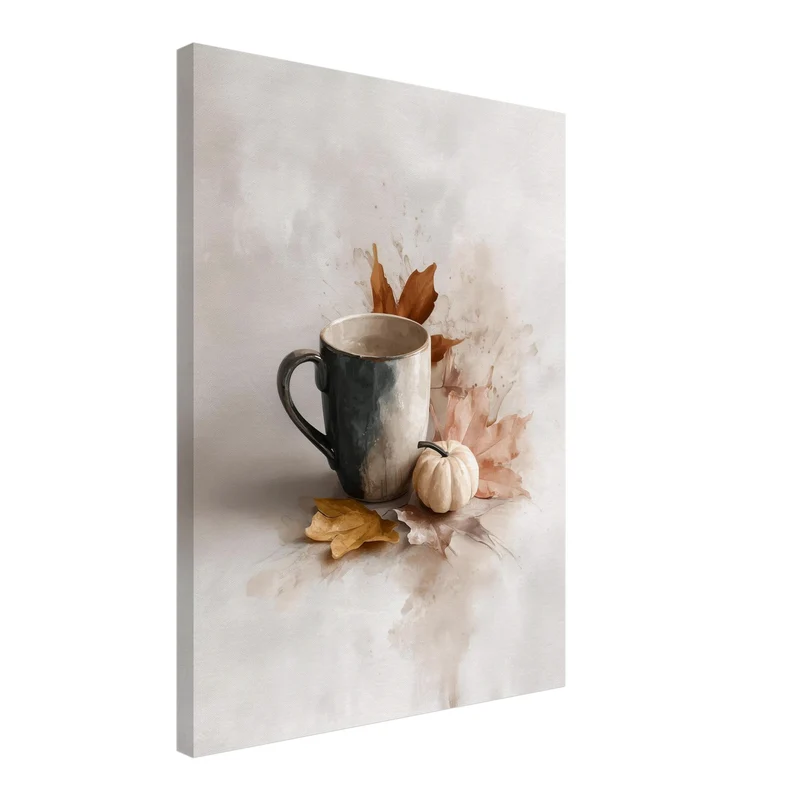 Kaffeetasse mit Herbstblättern Leinwand