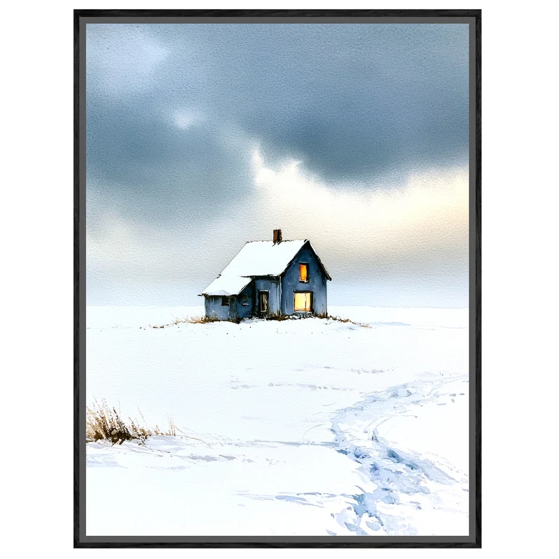 Einsames Haus im Schnee Leinwand