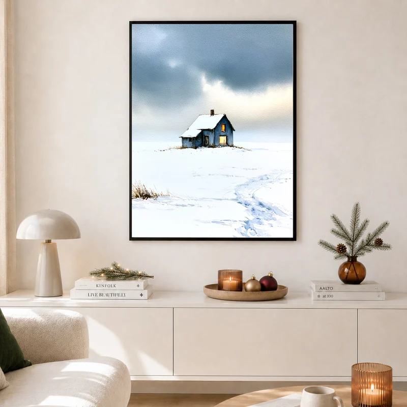 Einsames Haus im Schnee Poster