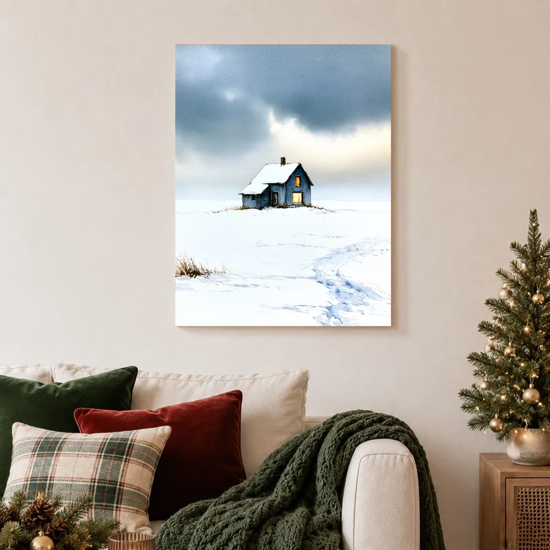 Einsames Haus im Schnee Poster