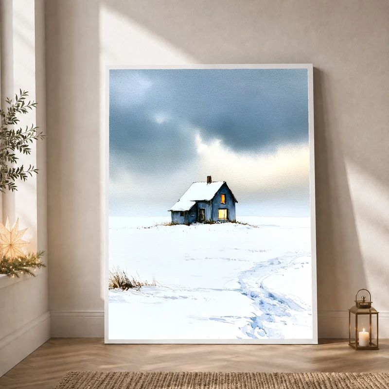 Einsames Haus im Schnee Poster