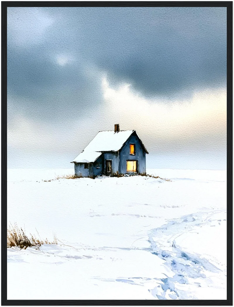 Einsames Haus im Schnee Poster
