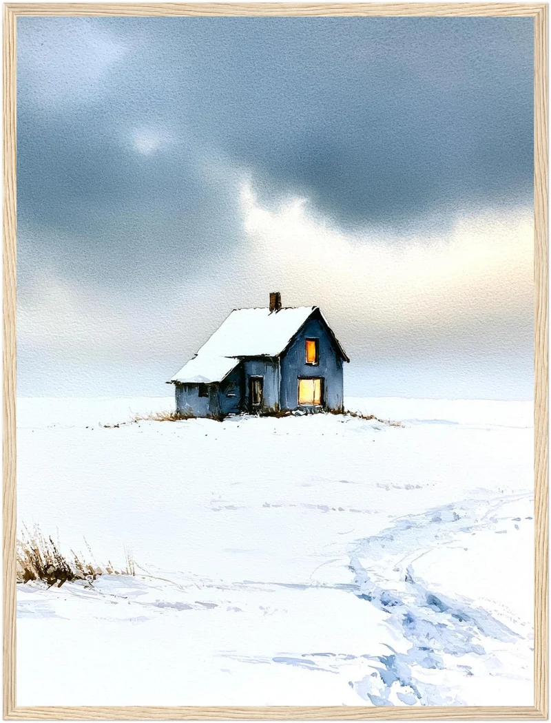 Einsames Haus im Schnee Poster