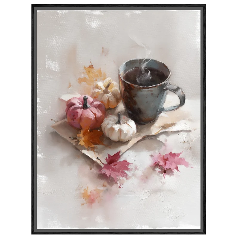Kaffeetasse mit Herbstkürbissen Leinwand