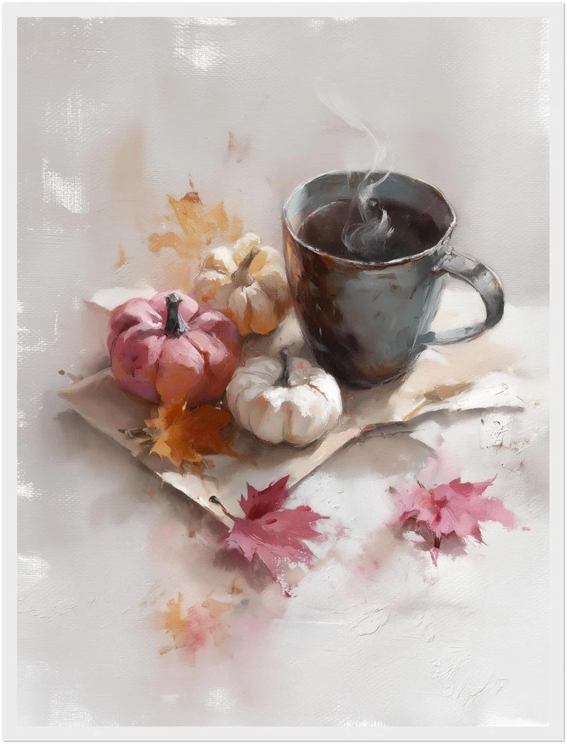 Kaffeetasse mit Herbstkürbissen Poster
