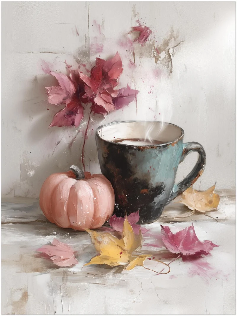 Kaffeetasse mit Herbstkürbis Leinwand