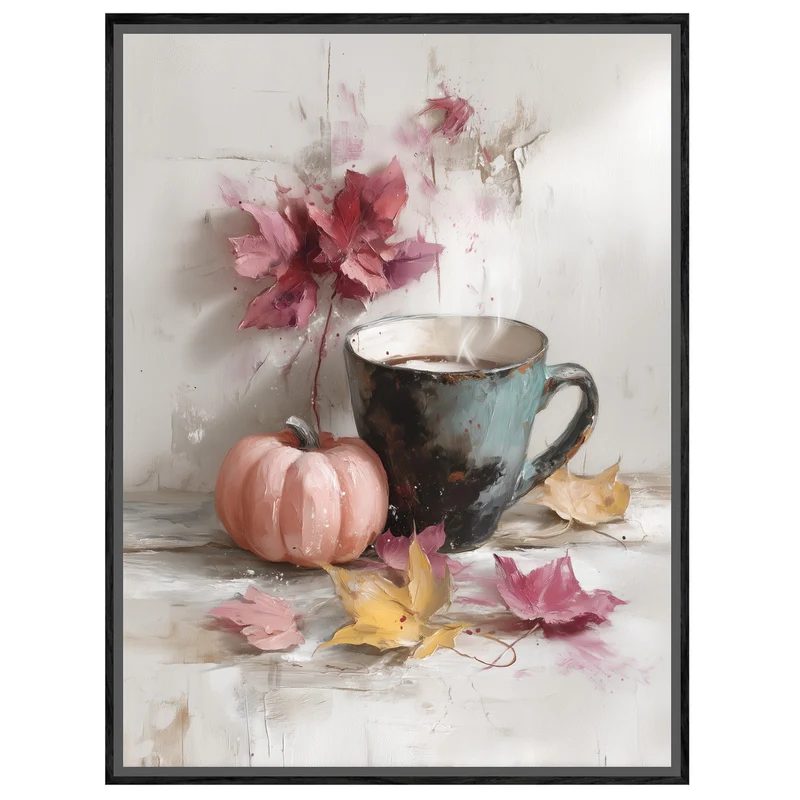 Kaffeetasse mit Herbstkürbis Leinwand