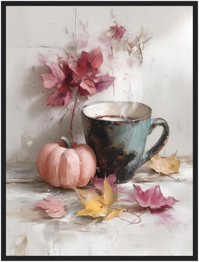 Kaffeetasse mit Herbstkürbis Poster