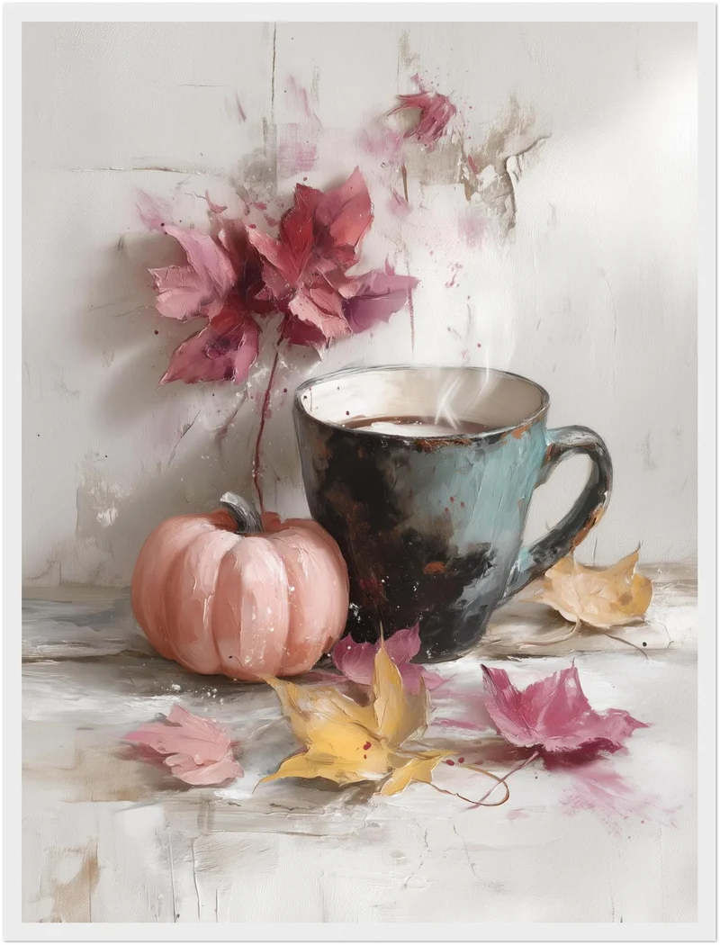 Kaffeetasse mit Herbstkürbis Poster