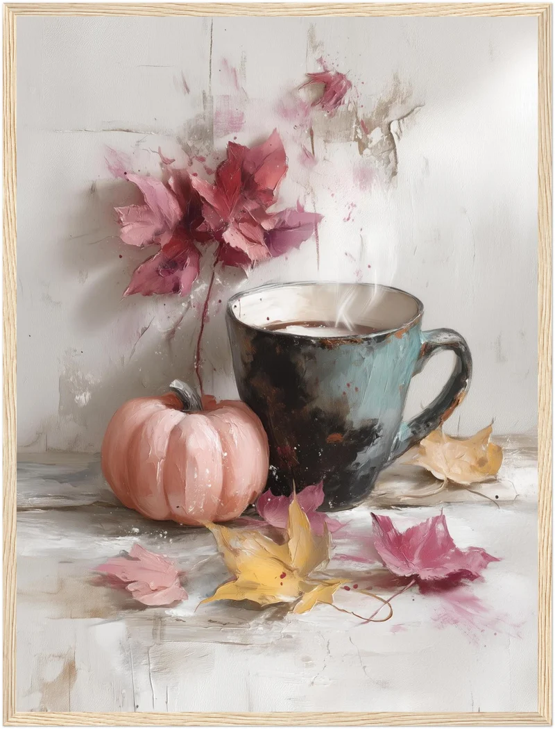 Kaffeetasse mit Herbstkürbis Poster
