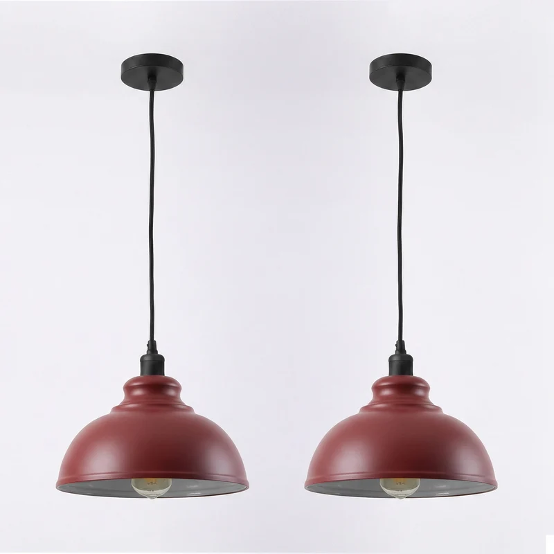 2er Set Vintage Kuppelleuchte – Skandinavische Halbschalen Pendellampe | Ø 29cm | E27 ~3648