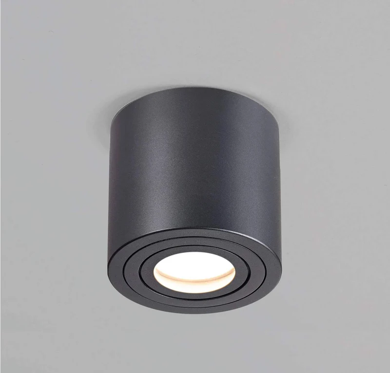 Aufbauspot IP44 Schwarz rund inkl. 5W GU10 LED - Lavabo
