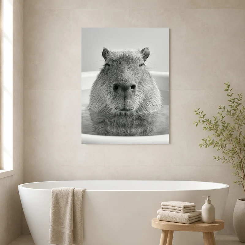 Capybara im Bad Leinwand