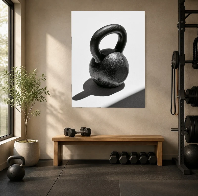 Eiserne Kettlebell im Schatten Poster