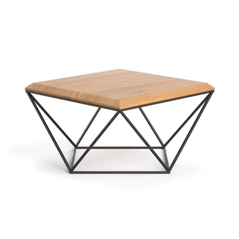 Industrial Couchtisch aus massiver Eiche | Quadratischer Kaffeetisch Arbor in verschiedenen Größen