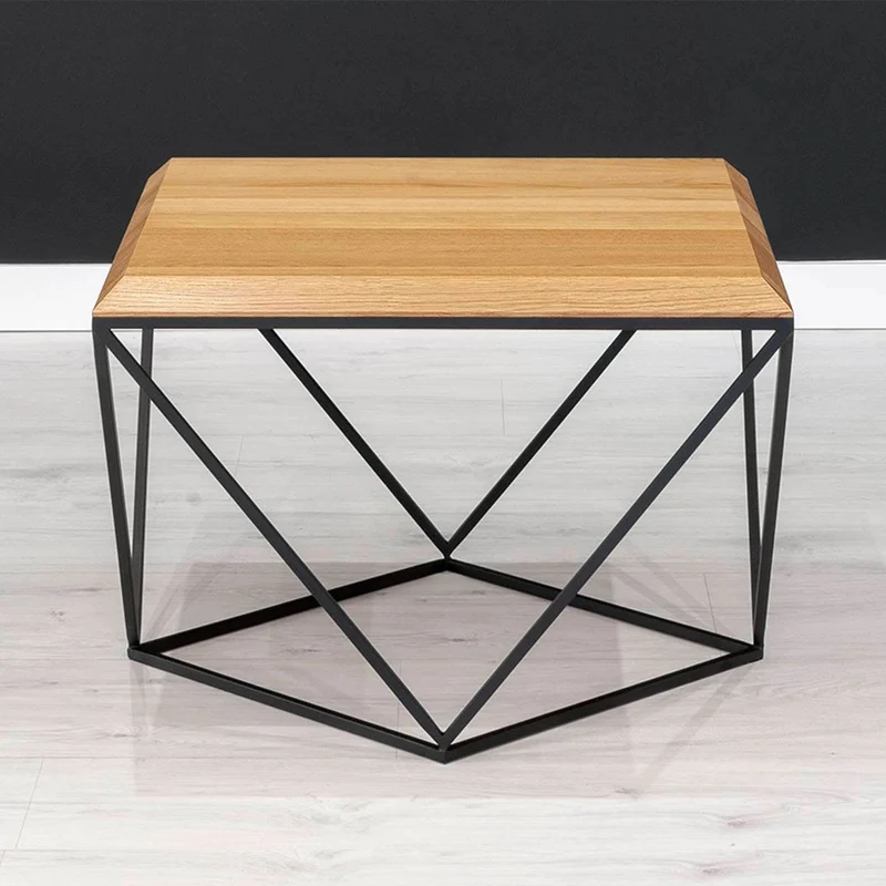 Industrial Couchtisch aus massiver Eiche | Quadratischer Kaffeetisch Arbor in verschiedenen Größen