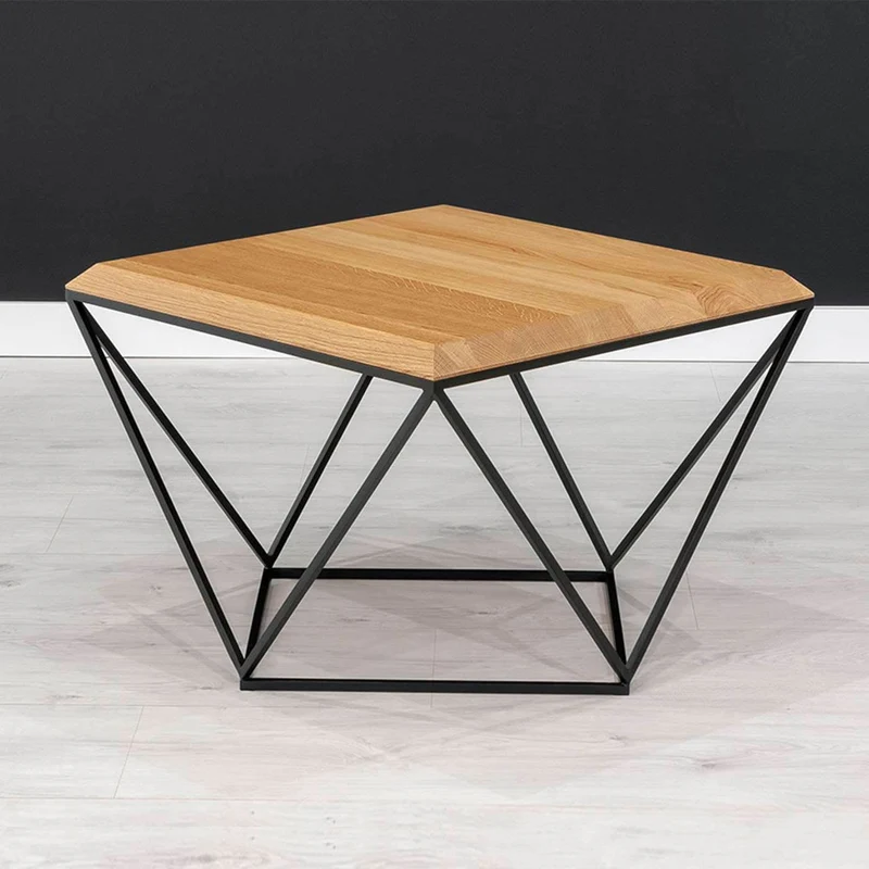 Industrial Couchtisch aus massiver Eiche | Quadratischer Kaffeetisch Arbor in verschiedenen Größen