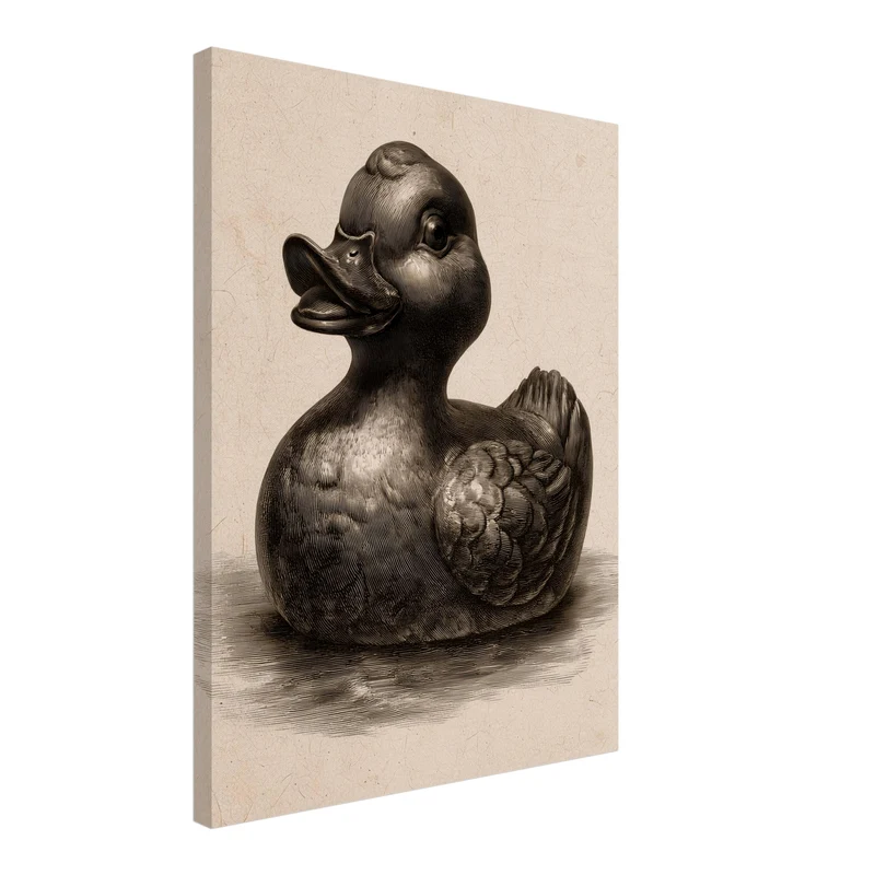 Vintage Badeente Kupferstich Leinwand