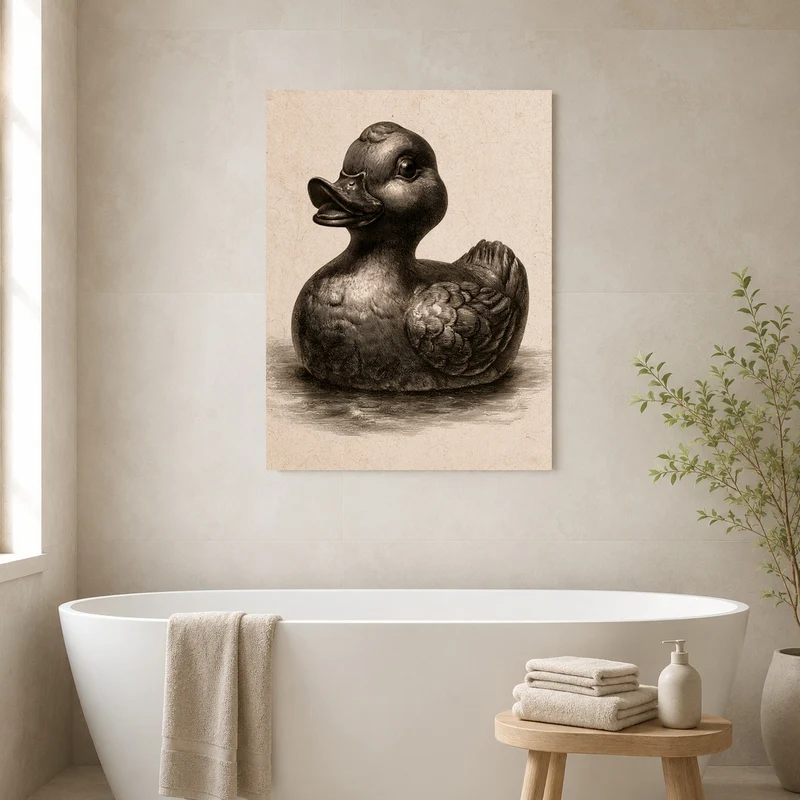 Vintage Badeente Kupferstich Leinwand