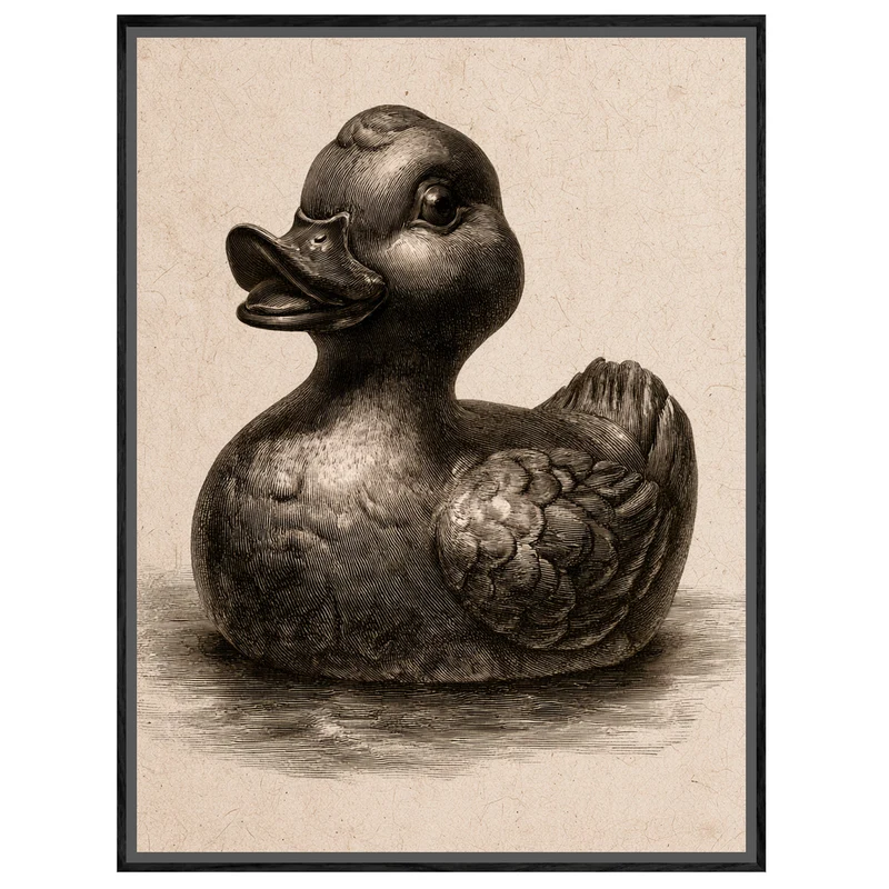 Vintage Badeente Kupferstich Leinwand