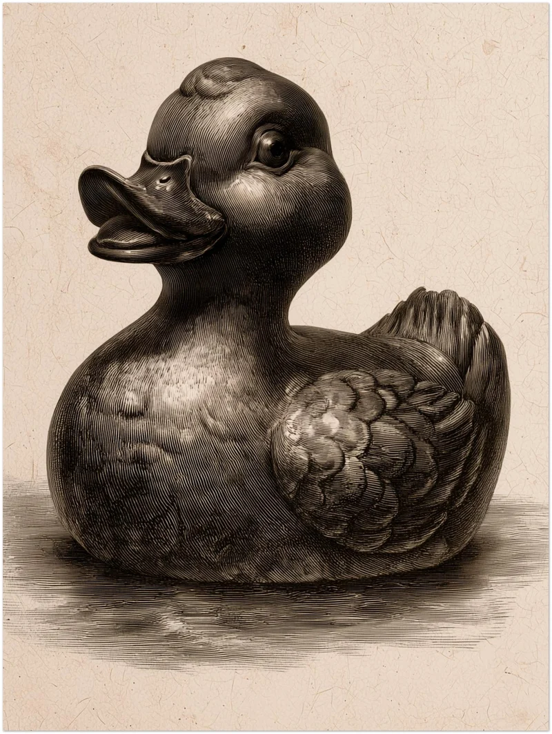 Vintage Badeente Kupferstich Poster