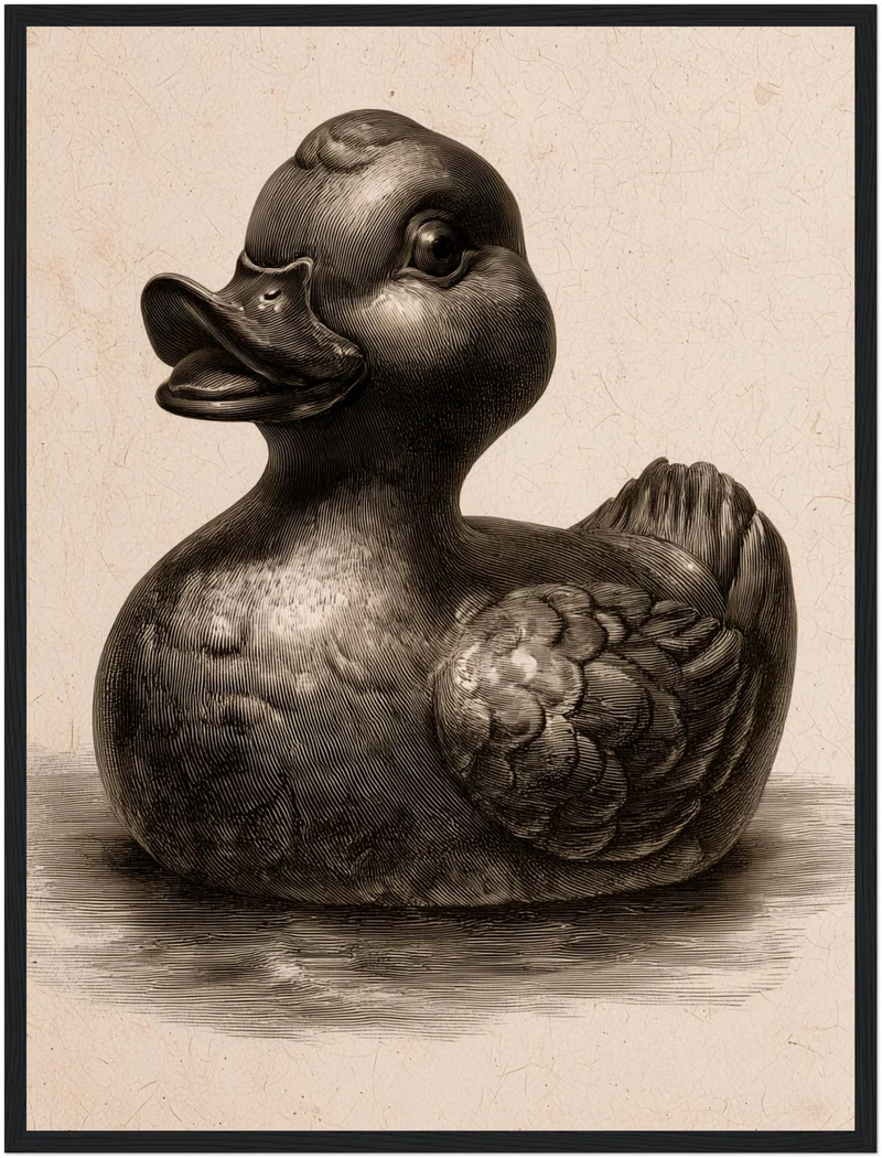 Vintage Badeente Kupferstich Poster