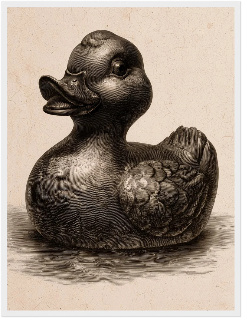 Vintage Badeente Kupferstich Poster