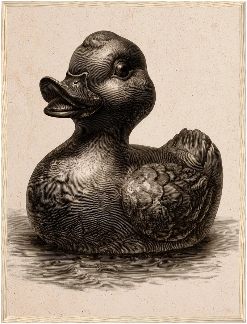 Vintage Badeente Kupferstich Poster