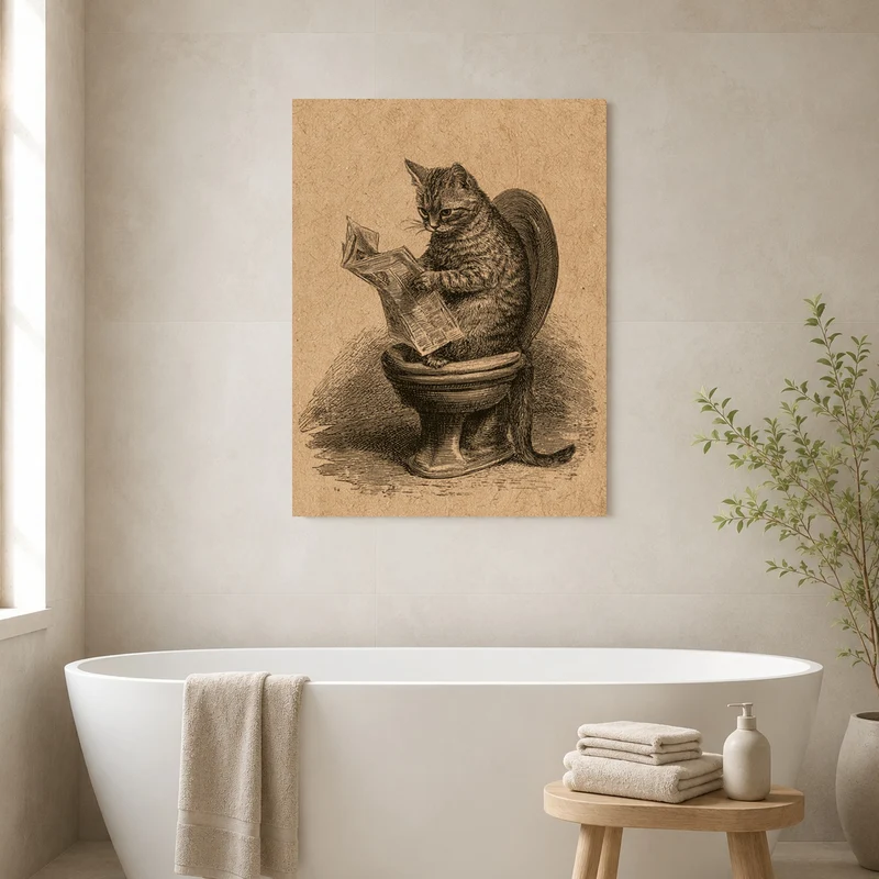 Katze liest Zeitung Leinwand