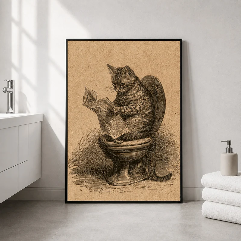 Katze liest Zeitung Poster