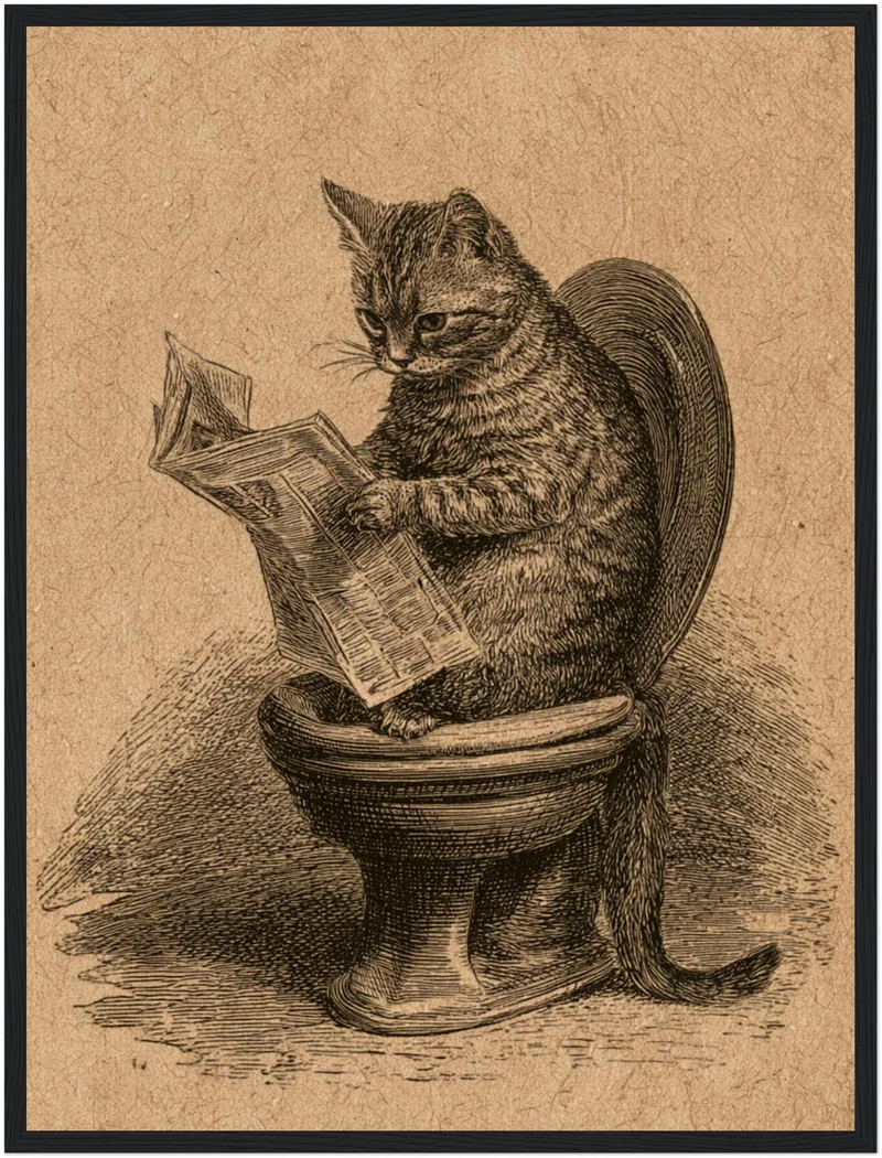 Katze liest Zeitung Poster