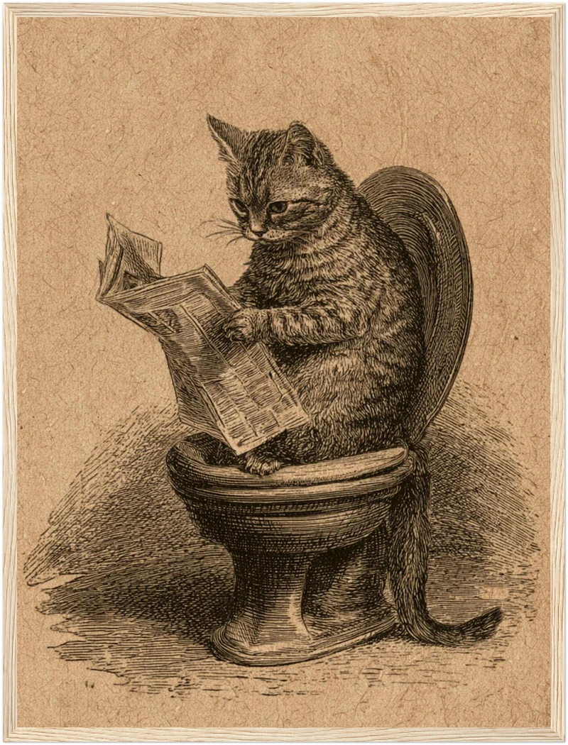 Katze liest Zeitung Poster