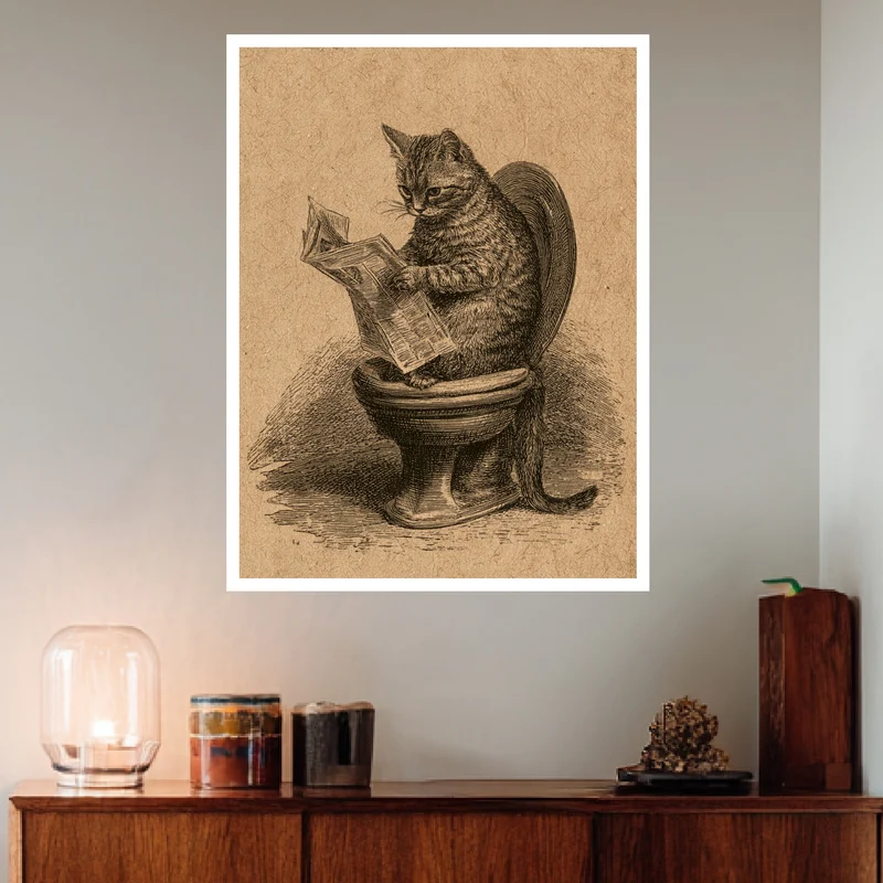 Katze liest Zeitung Poster