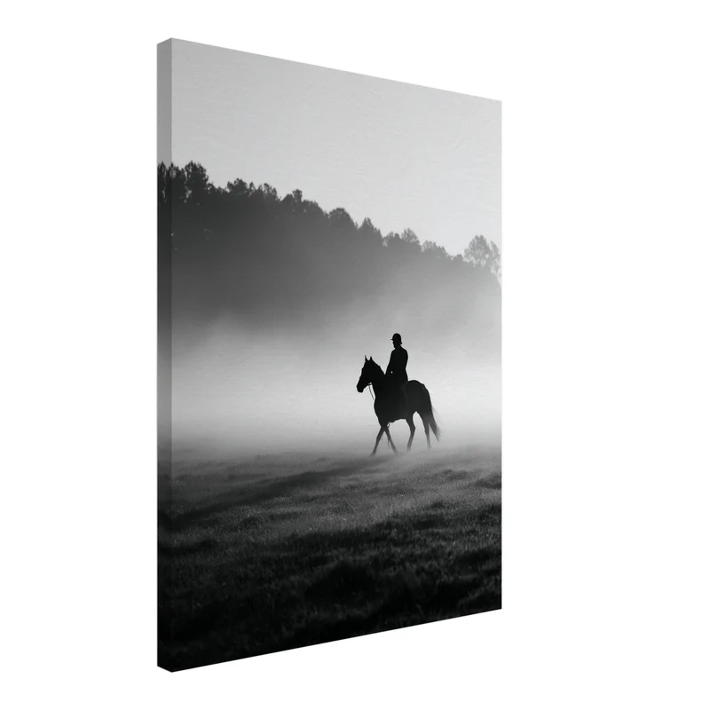 Reiter im Morgennebel Leinwand