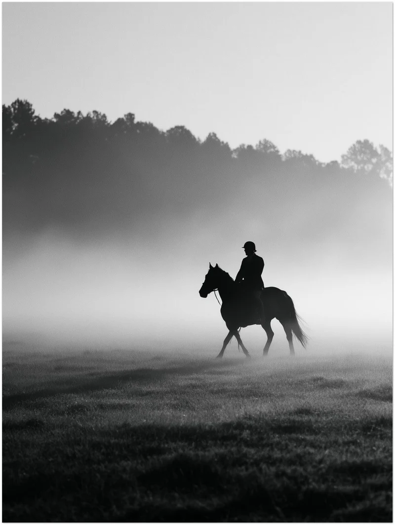 Reiter im Morgennebel Poster