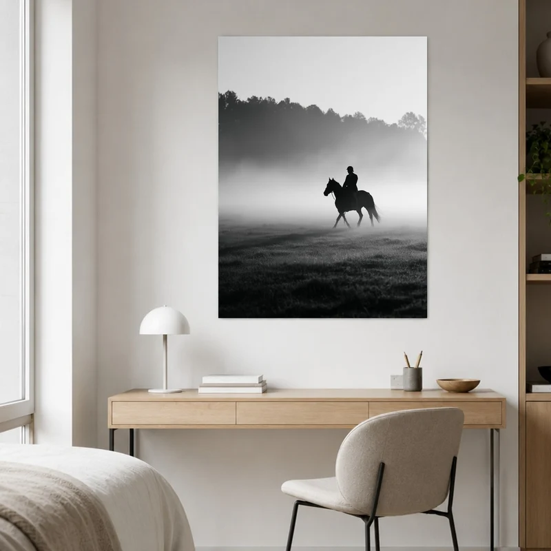 Reiter im Morgennebel Poster