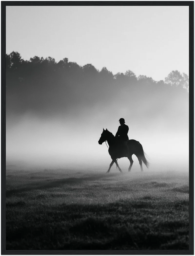 Reiter im Morgennebel Poster