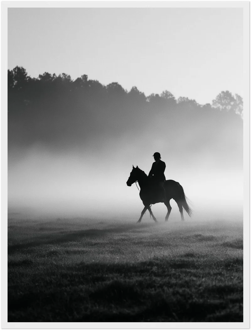 Reiter im Morgennebel Poster