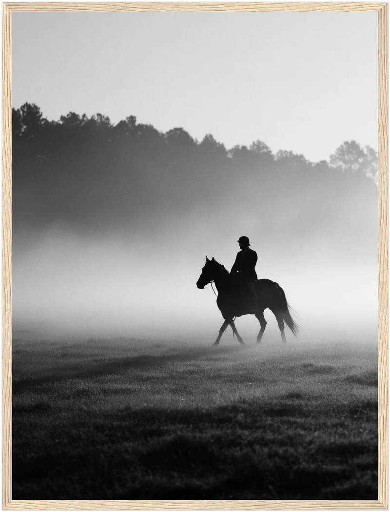 Reiter im Morgennebel Poster