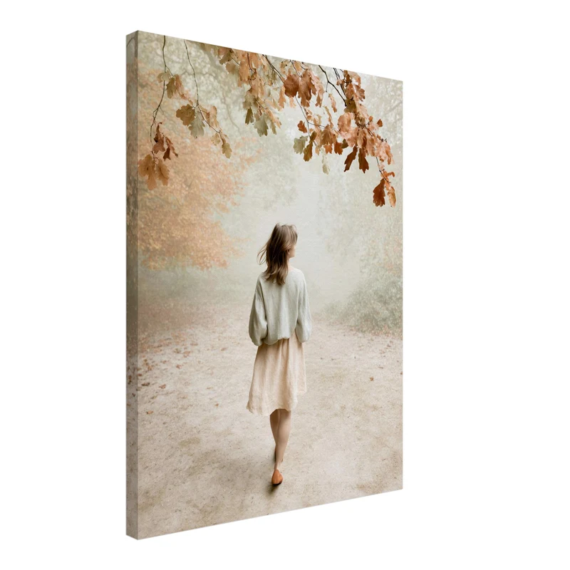Frau im Herbstwald Leinwand