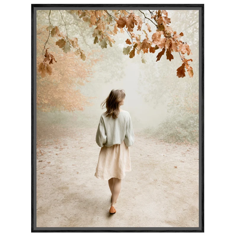 Frau im Herbstwald Leinwand