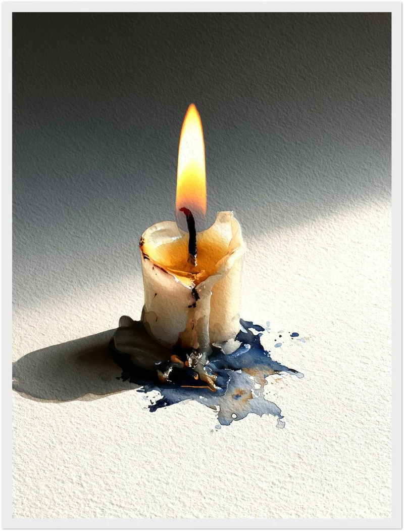 Brennende Kerze im Winter Poster