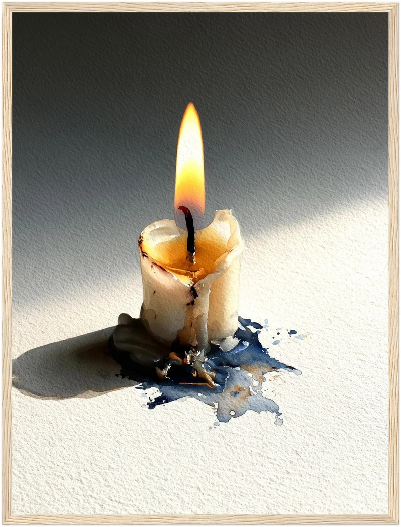 Brennende Kerze im Winter Poster
