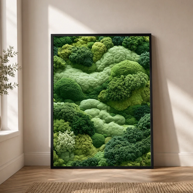 Grüne Hügelwelt im Nebel Poster