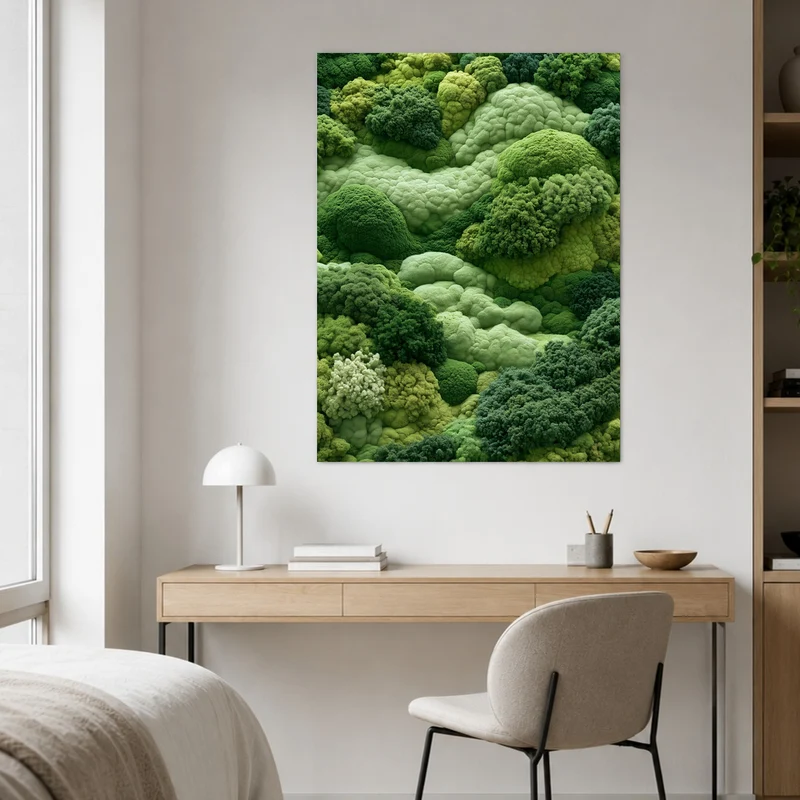 Grüne Hügelwelt im Nebel Poster