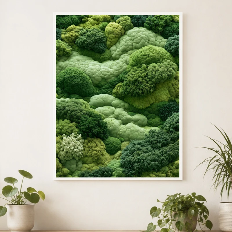 Grüne Hügelwelt im Nebel Poster