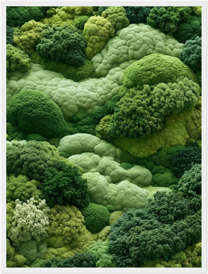 Grüne Hügelwelt im Nebel Poster